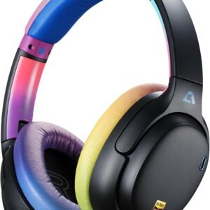 Headphones, Bluetooth Over Ear, Wireless Hi-Res Audio with LDAC & aptX Low Latency for Airplane Travel & Home TV, AI Translation Custom EQ via APP, Colorful