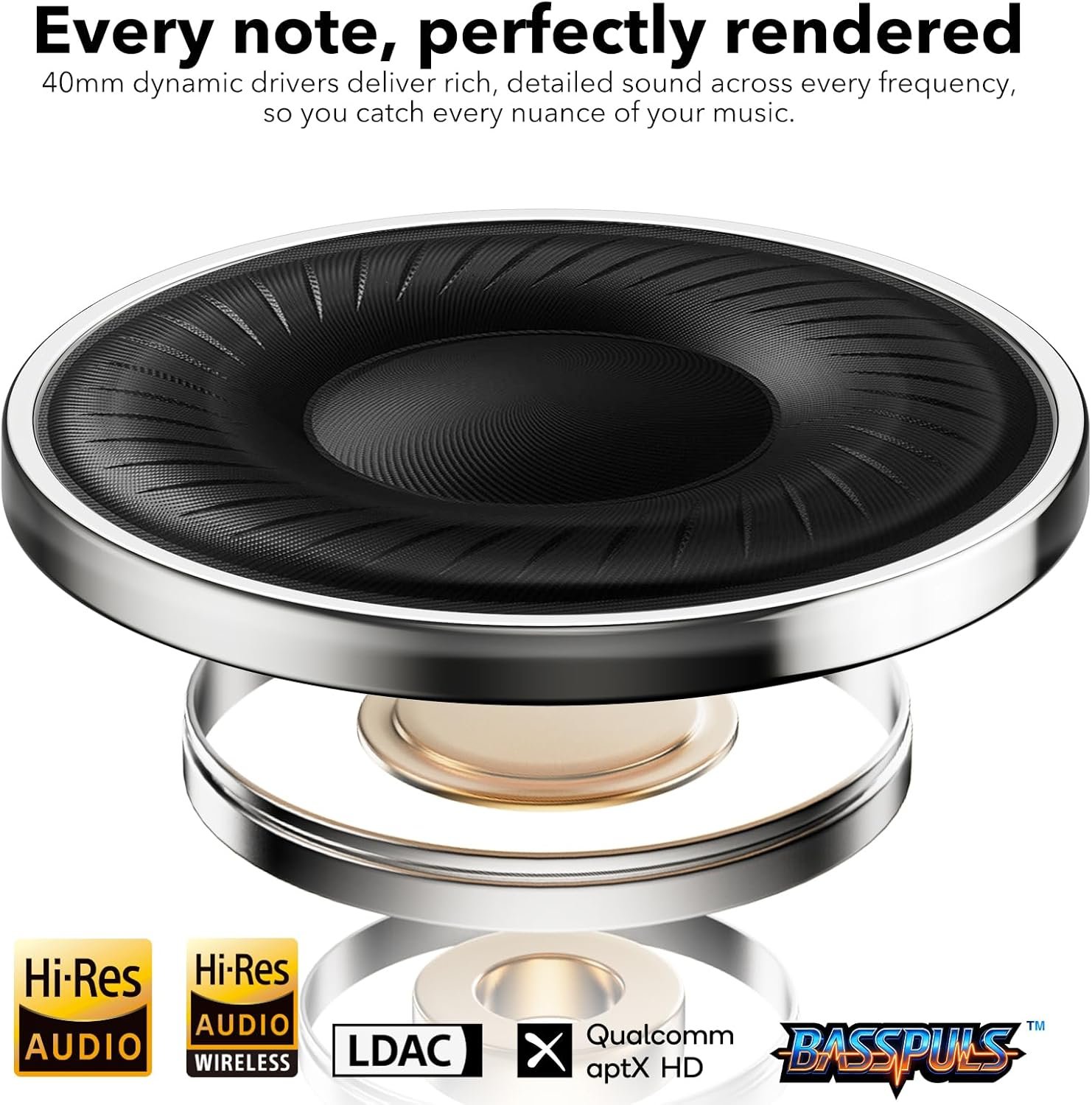 Headphones, Bluetooth Over Ear, Wireless Hi-Res Audio with LDAC & aptX Low Latency for Airplane Travel & Home TV, AI Translation Custom EQ via APP, Colorful