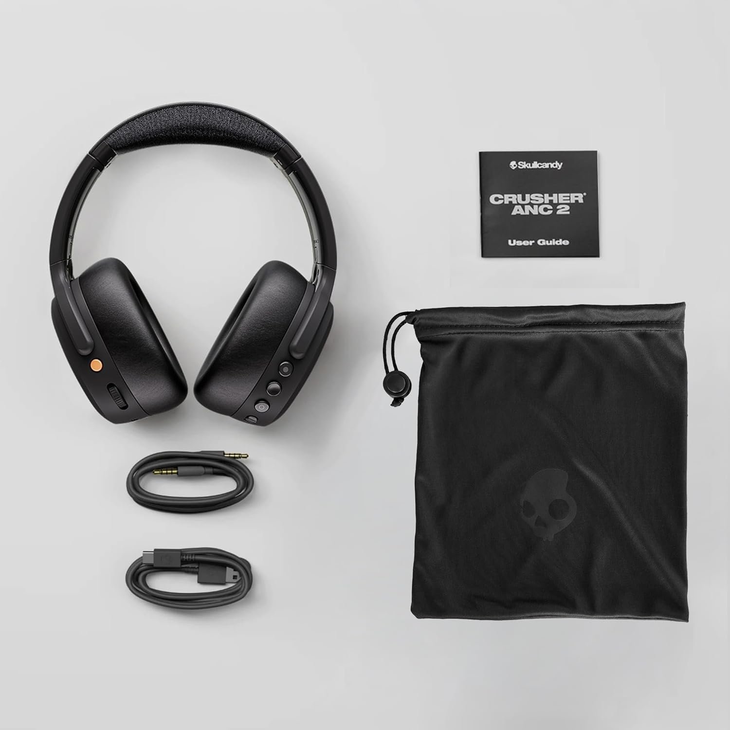 Skullcandy Crusher ANC 2 Wireless Over-Ear Bluetooth Headphones with Multi-Sensory Bass, Active Noise Cancelling, Up to 60 Hours Battery, Microphone for iPhone Android - Plasma