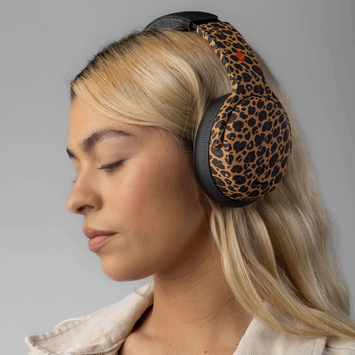Skullcandy Bluetooth Headphones Microphone for iPhone Android - Leopard