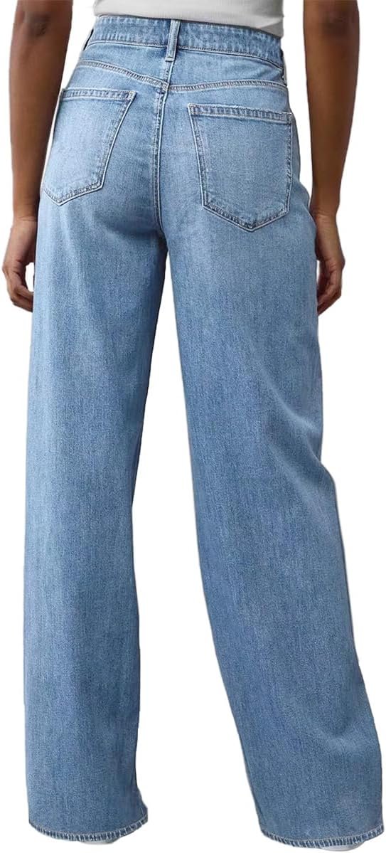 Women's Wide Leg Jeans High Waisted Baggy Straight Leg Loose Stretchy Casual Denim Pants