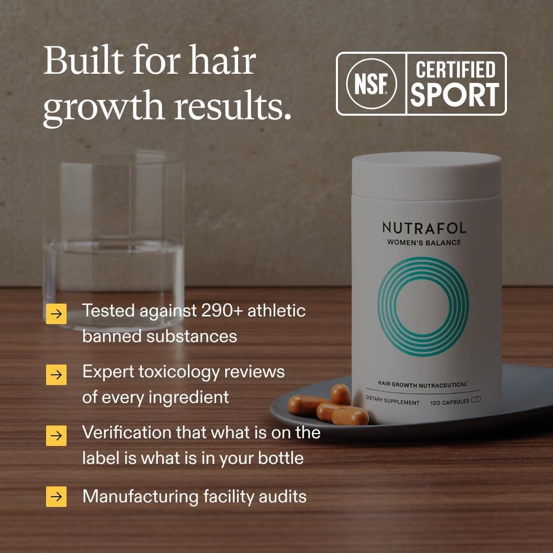 Nutrafol Women's Balance Hair Growth Supplements for Hair Thinning Ages 45 and Up Clinically Tested for Visibly Thicker Hair and Scalp Coverage Dermatologist Recommended 1 Month Supply