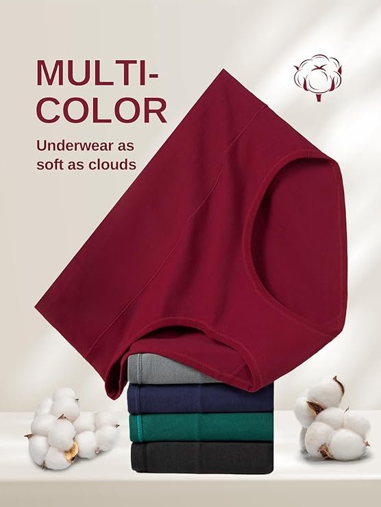 Vevmon Cotton Underwear for Women High Waisted Full Coverage Briefs Soft Ladies Panties 5 Pack