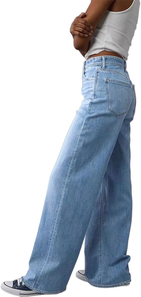 Women's Wide Leg Jeans High Waisted Baggy Straight Leg Loose Stretchy Casual Denim Pants