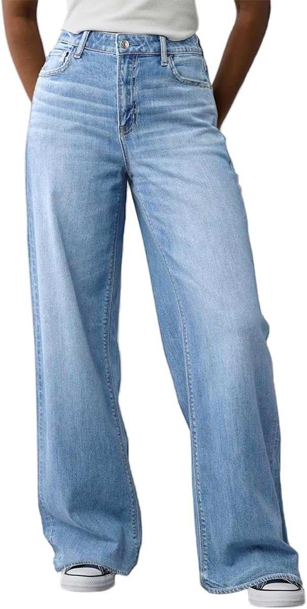 Women’s Wide Leg Jeans High Waisted Baggy Straight Leg Loose Stretchy Casual Denim Pants