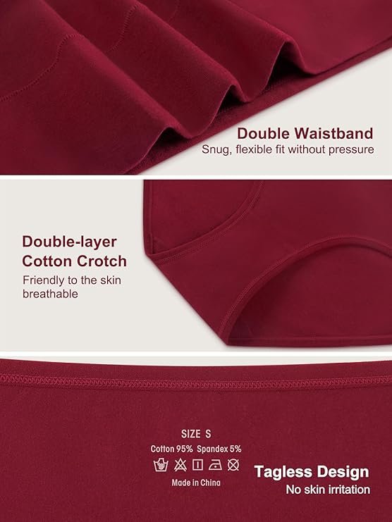 Vevmon Cotton Underwear for Women High Waisted Full Coverage Briefs Soft Ladies Panties 5 Pack