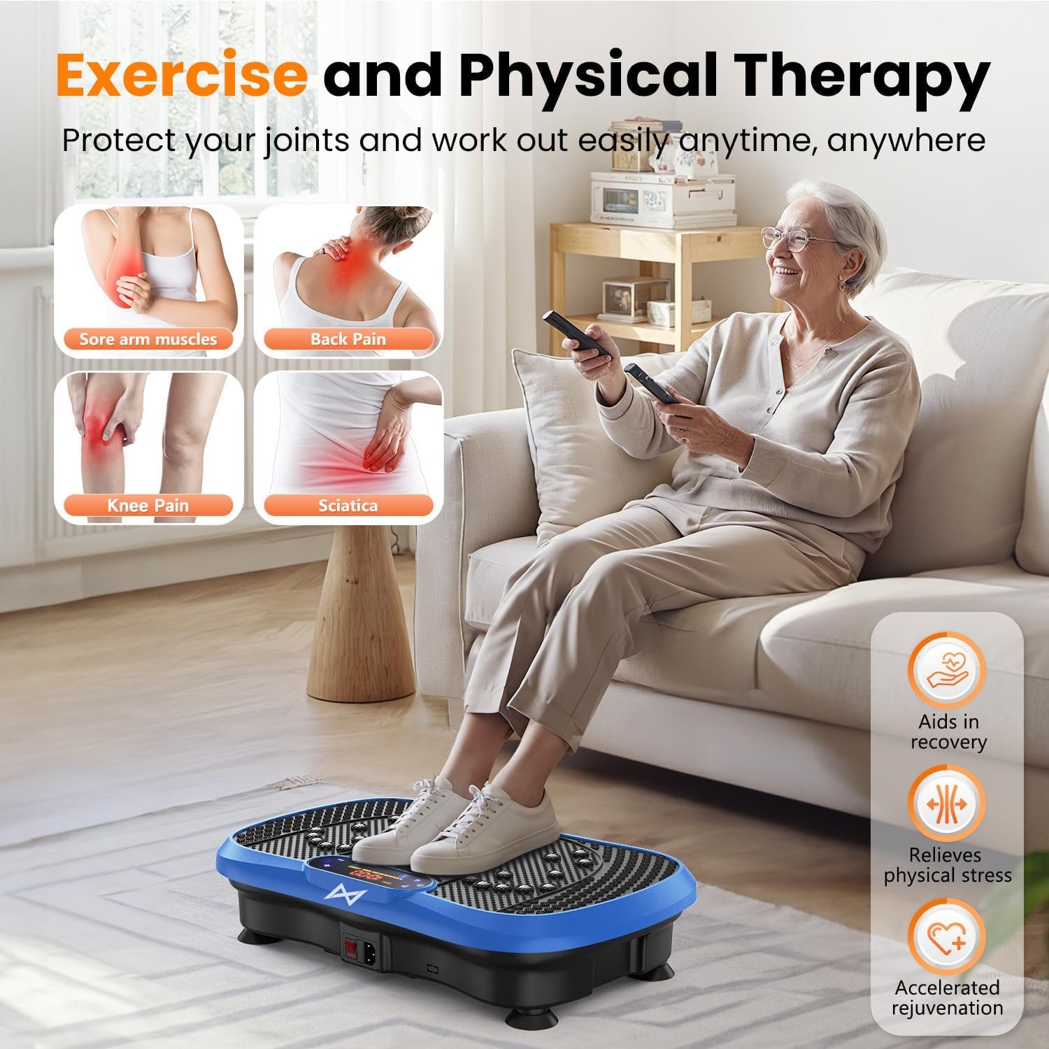 Vibration Plate Fitness Platform Exercise Machine Vibrating Shaking Full Body Shaker Workout Vibrate Stand Shake Board Sport for Weight Loss Fat Burner for Gym Home Office