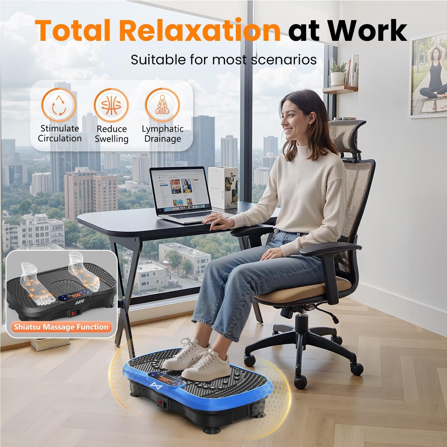 Vibration Plate Fitness Platform Exercise Machine Vibrating Shaking Full Body Shaker Workout Vibrate Stand Shake Board Sport for Weight Loss Fat Burner for Gym Home Office