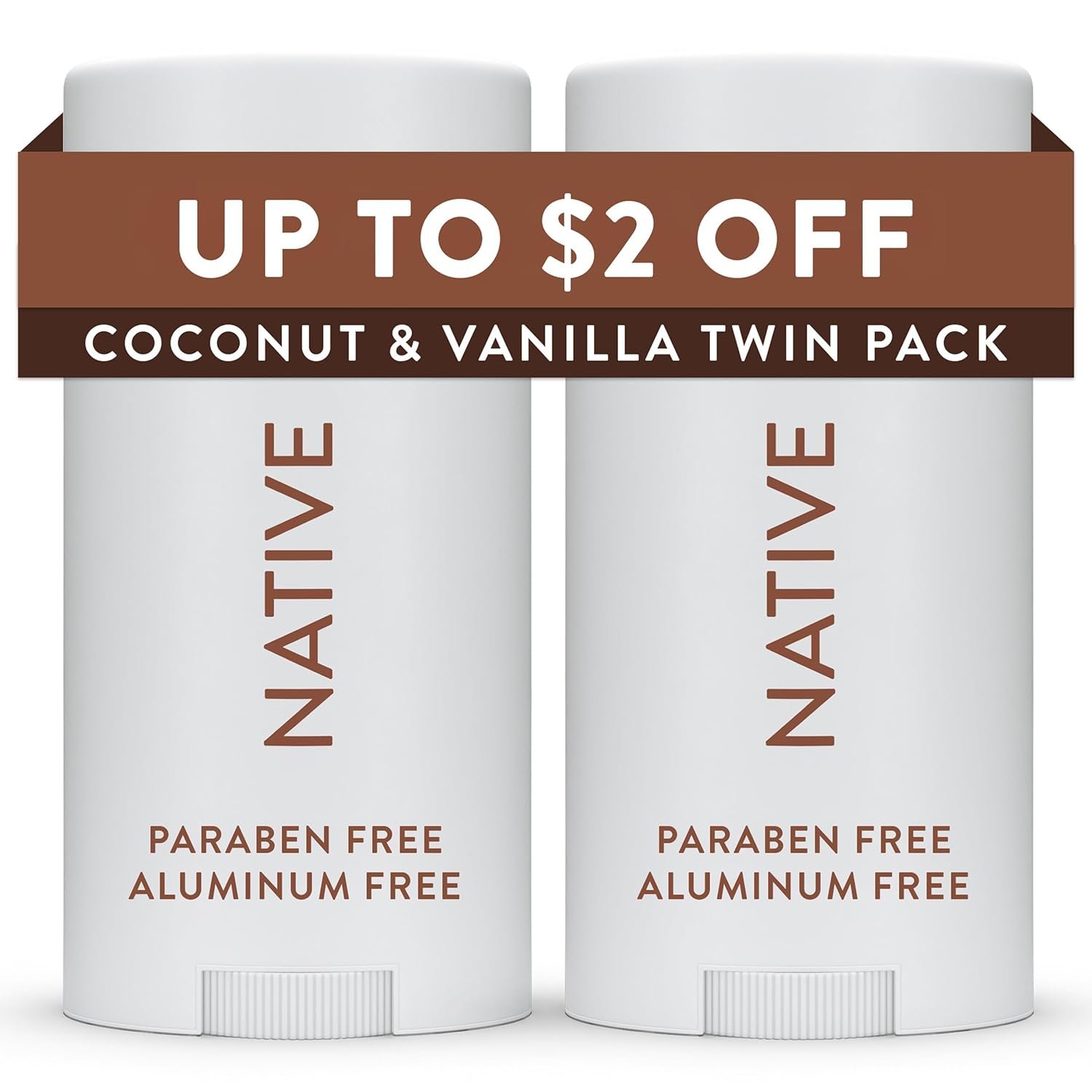 Native Deodorant Contains Naturally Derived Ingredients, 72 Hour Odor Control, Deodorant for Women and Men, Aluminum Free, Coconut & Vanilla 2.3 oz (Pack of 2)