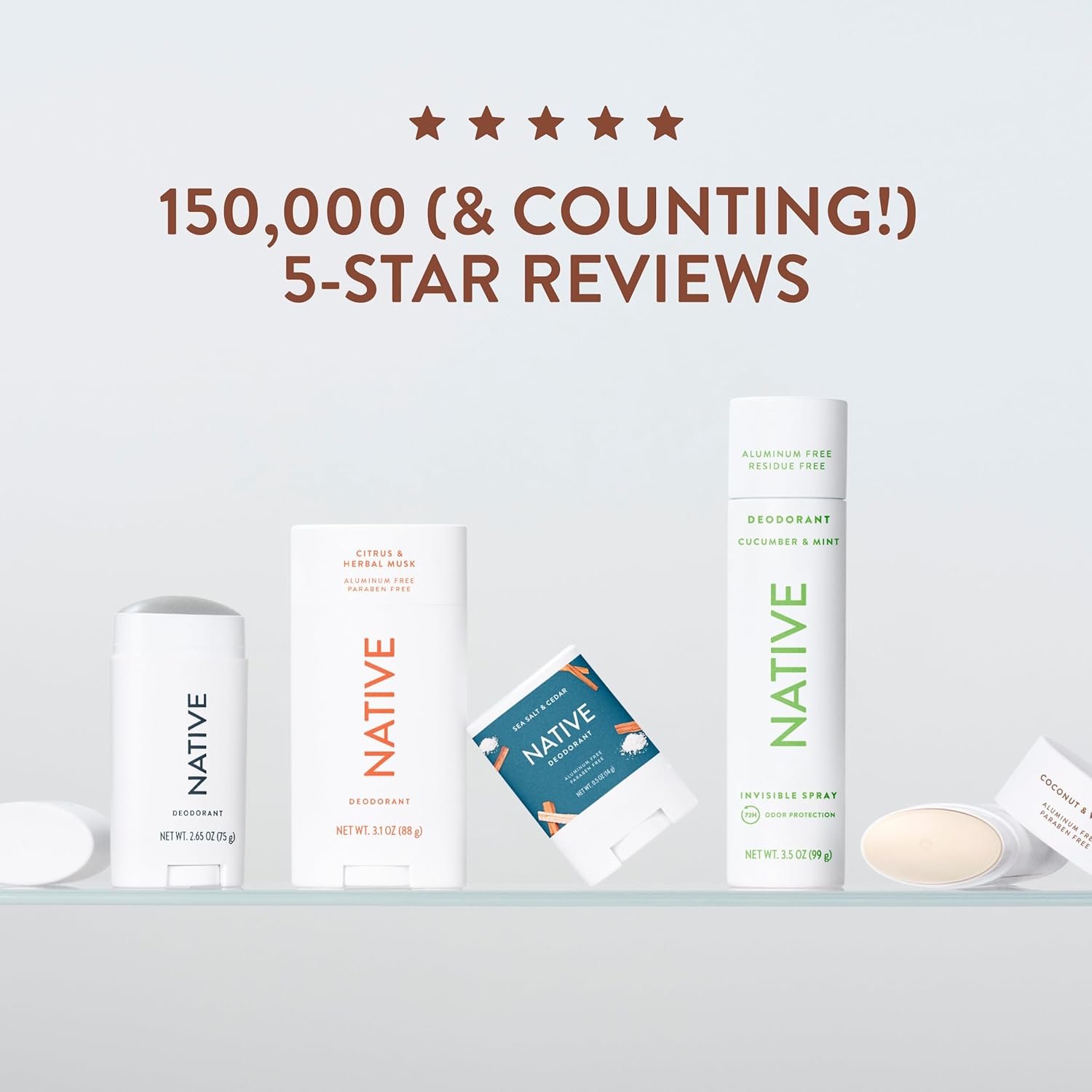 Native Deodorant Contains Naturally Derived Ingredients, 72 Hour Odor Control, Deodorant for Women and Men, Alumin