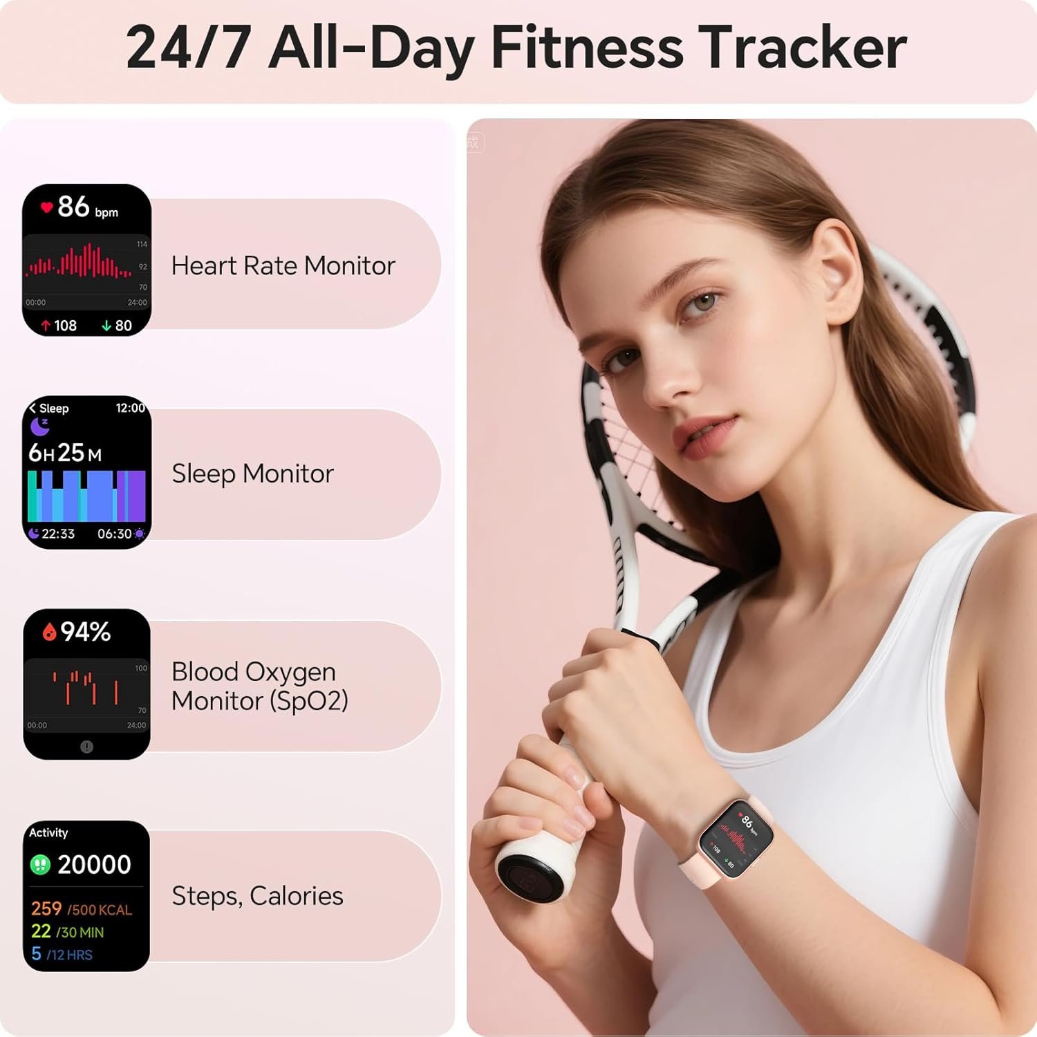 Smart Watches for Women, 1.85" HD Smartwatch Compatible iPhone/Samsung/Android (Answer/Make), Fitness Tracker with Heart Rate/Sleep/SpO2 Monitor, Smart Watch 3ATM Waterproof, 120+ Sport Modes, Alexa