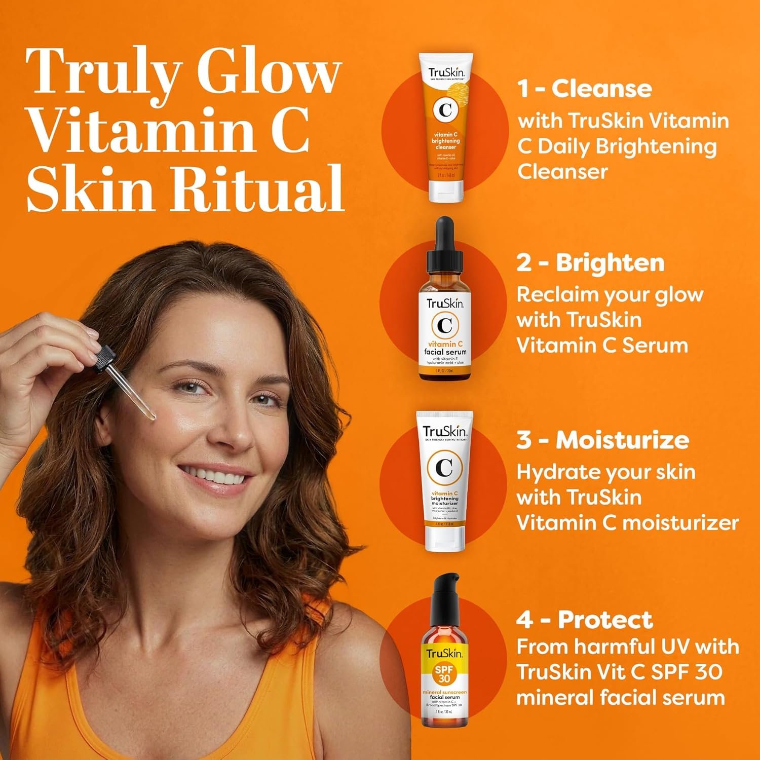 TruSkin Vitamin C Serum for Face - Anti Aging Face Serum with Hyaluronic Acid & Vitamin E - Brightening Formula for Improving Appearance of Dark Spots, Fine Lines & Wrinkles - All Skin Types, 1 fl oz