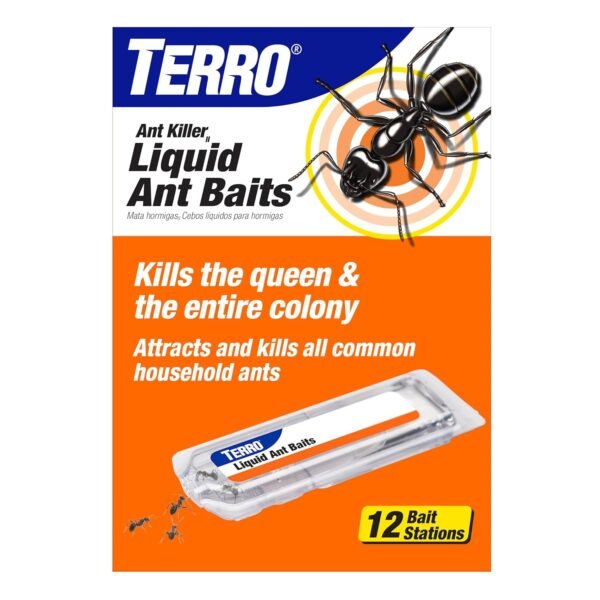 TERRO T300B Liquid Ant Killer Bait Stations 12-Pack – Indoor Ant Traps with Borax Formula, Kills the Queen & the Entire Colony
