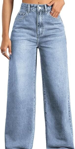 Straight Leg Jeans for Women,High Waisted Wide Leg Loose Stretchy Boyfriend Denim Pants Baggy Jeans for Women