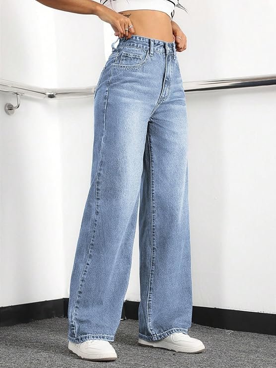 Straight Leg Jeans for Women,High Waisted Wide Leg Loose Stretchy Boyfriend Denim Pants Baggy Jeans for Women