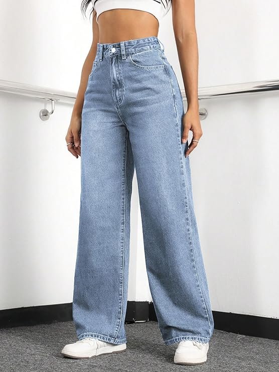 Straight Leg Jeans for Women,High Waisted Wide Leg Loose Stretchy Boyfriend Denim Pants Baggy Jeans for Women