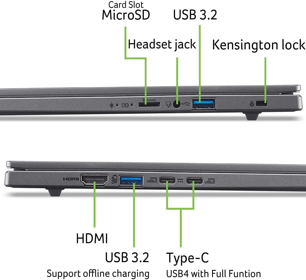Acer Aspire 16 AI Copilot+ PC | 16" WUXGA 120Hz 100% sRGB Display | Snapdragon X | NPU: 45 Tops - GPU: Up to 1.7 TFLOPs | 16GB LPDDR5X | 512GB PCIe Gen 4 SSD | Wi-Fi 7 | A16-11M-X0LW
