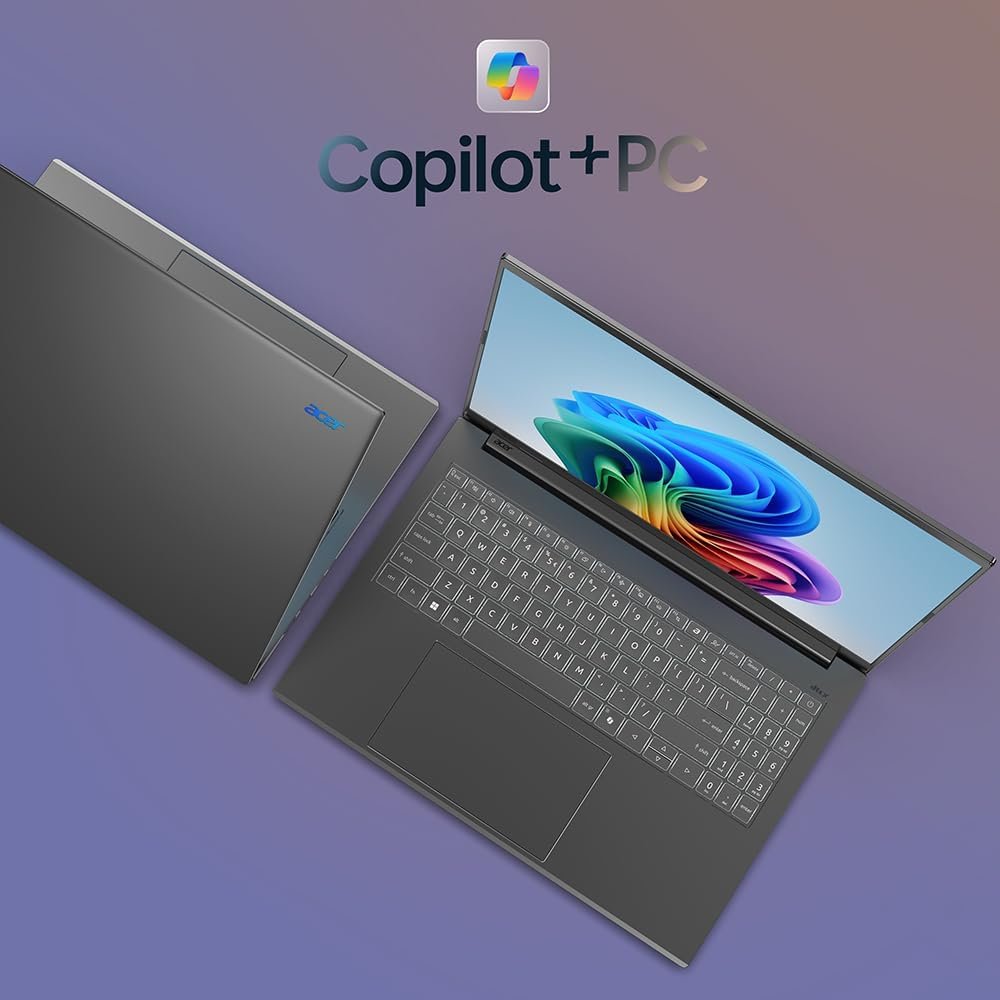 Acer Aspire 16 AI Copilot+ PC | 16" WUXGA 120Hz 100% sRGB Display | Snapdragon X | NPU: 45 Tops - GPU: Up to 1.7 TFLOPs | 16GB LPDDR5X | 512GB PCIe Gen 4 SSD | Wi-Fi 7 | A16-11M-X0LW