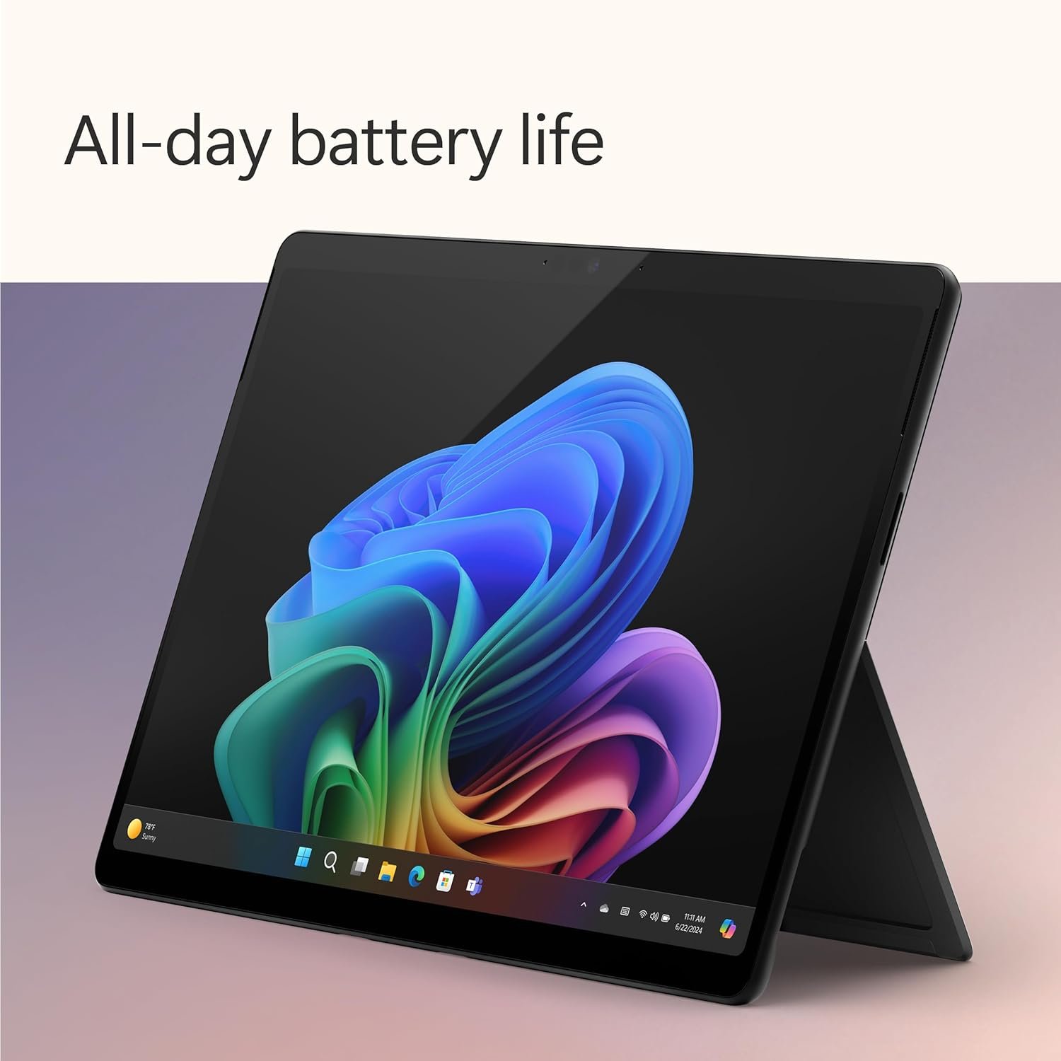 Microsoft Surface Pro 2-in-1 Laptop/Tablet (2024), Windows 11 Copilot+ PC, 13" Touchscreen OLED Display, Snapdragon X Elite (12 Core), 16GB RAM, 256GB Storage, Black, Amazon Exclusive