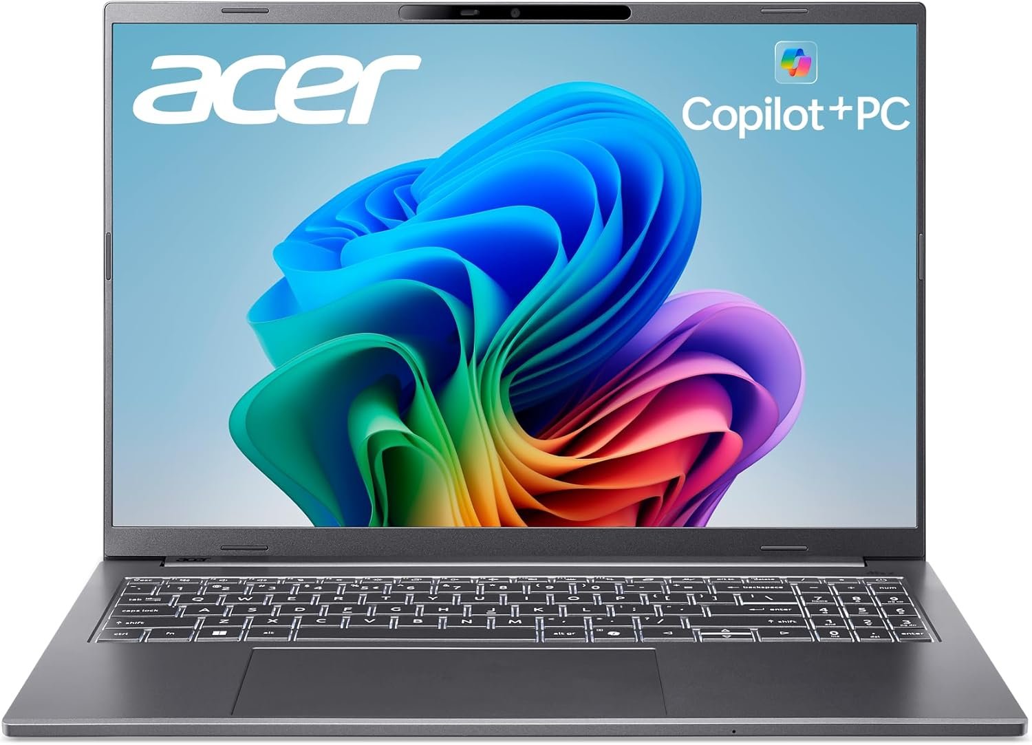 Acer Aspire 16 AI Copilot+ PC | 16″ WUXGA 120Hz 100% sRGB Display | Snapdragon X | NPU: 45 Tops – GPU: Up to 1.7 TFLOPs | 16GB LPDDR5X | 512GB PCIe Gen 4 SSD | Wi-Fi 7 | A16-11M-X0LW