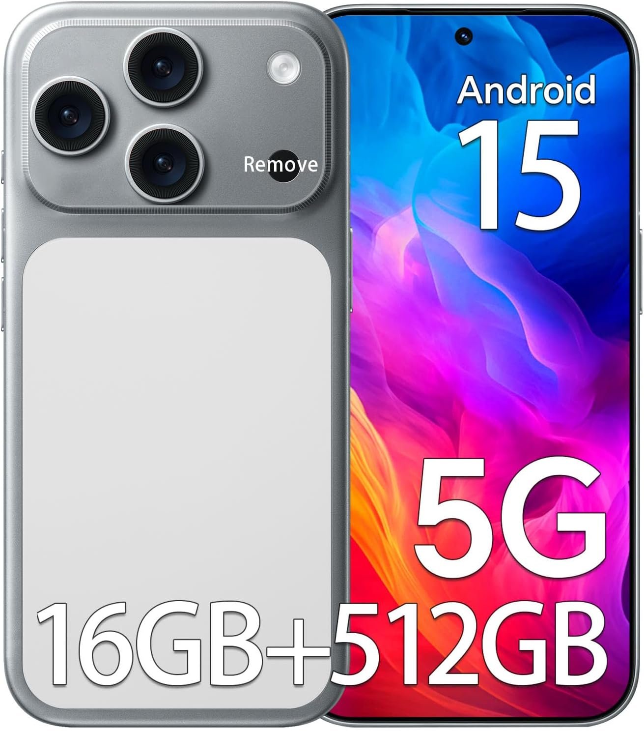 Z17 PM Unlocked Phones, 16GB+512GB Storage, 104MP+32MP Camera, 5000mAh Battery, Android 15 Smartphone, 6.9″ HD Display, 5G Cell Phone, Face ID/Dual SIM/GPS/WiFi/Bluetooth | Snapdragon888, 108MP Camera, 5000mAh, Dual SIM, Memory Expansion