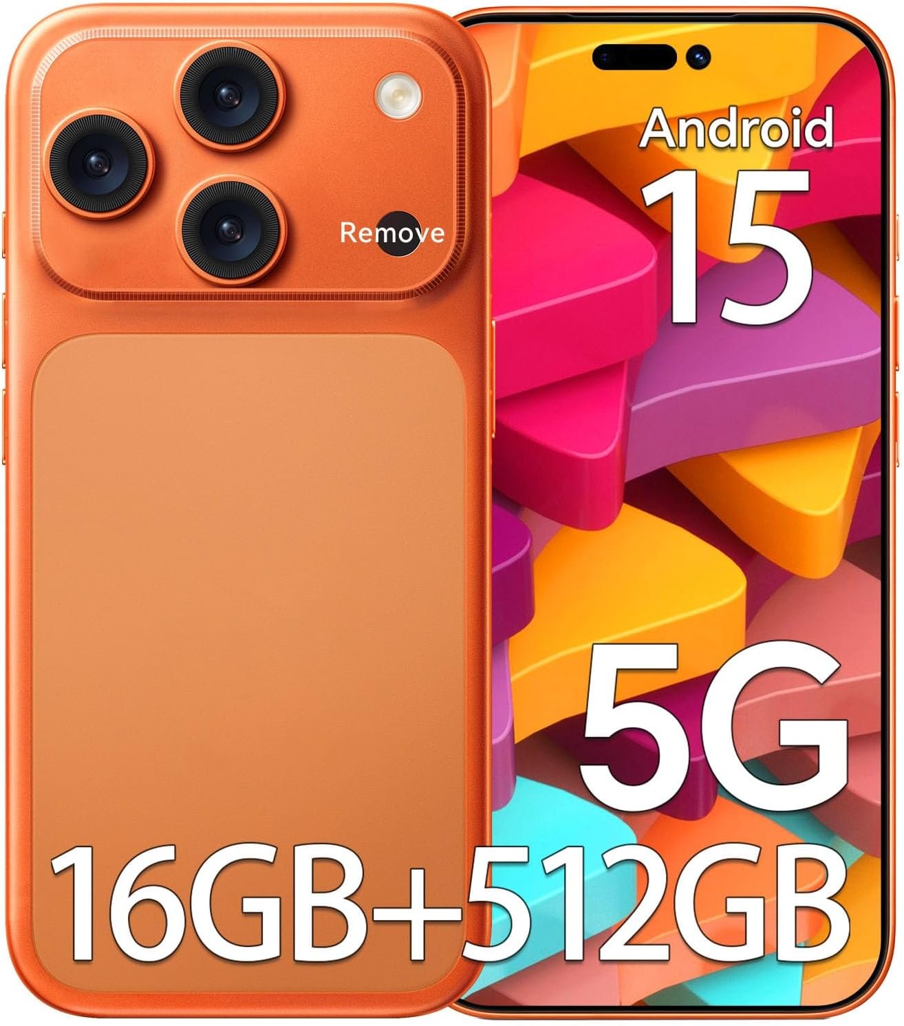Unlocked Phones, TH17 PM Cell Phone, 5G Android 15 Smartphone, 5000mAh Battery, 16+512GB Dual SIM Cell Phone, 6.9″ HD+ Display, 104MP+32MP Camera, Face ID/WiFi/Bluetooth/GPS