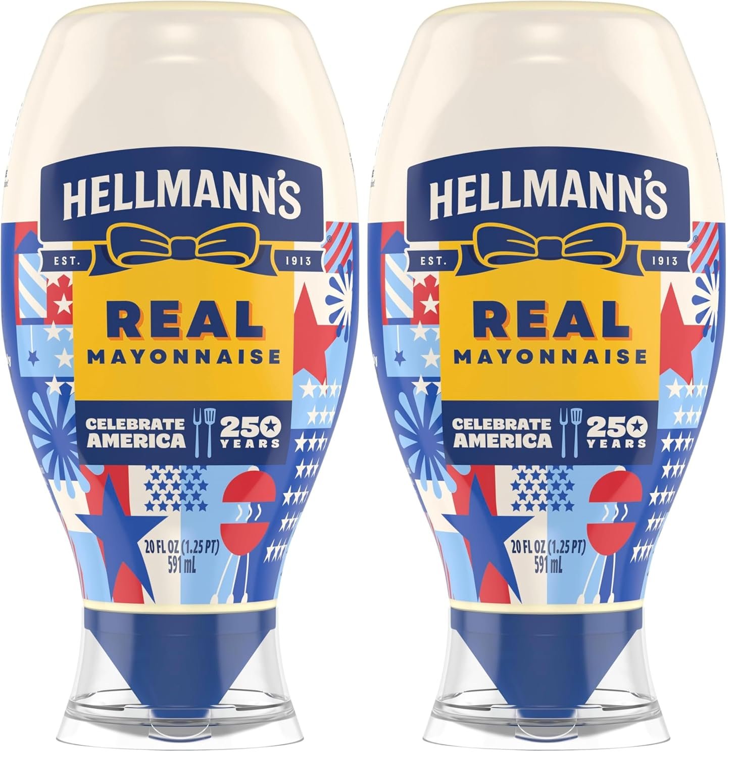 Hellmann’s Real Mayonnaise Real Mayo Squeeze Bottle For a Rich Creamy Condiment Gluten Free, Made With Cage-Free Eggs 20 oz (Pack of 2)